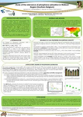 Study of the relevance of phosphorus saturation in Walloon Region (Southern Belgium)