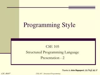 Programming Style