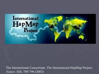 The International Consortium. The International HapMap Project. Nature. 426, 789-796 (2003)