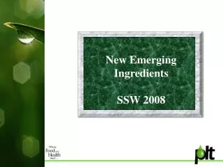 New Emerging Ingredients SSW 2008