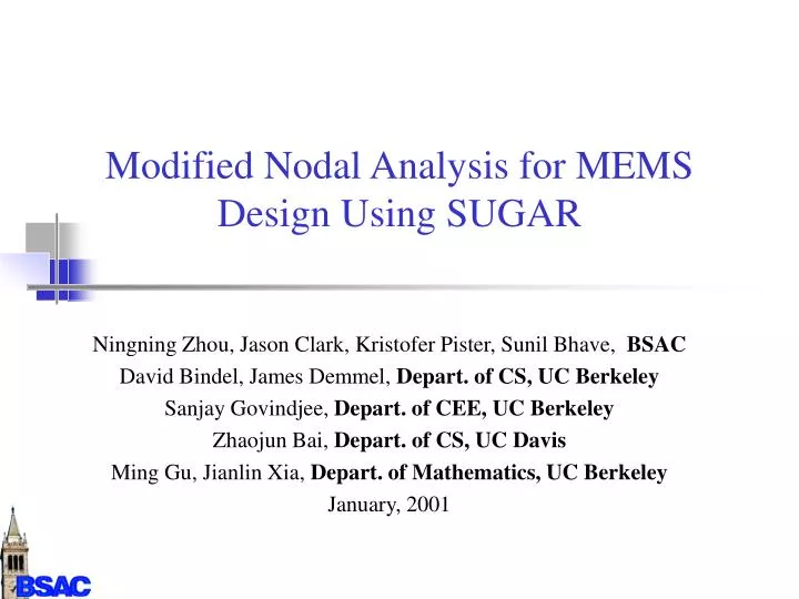 modified nodal analysis for mems design using sugar
