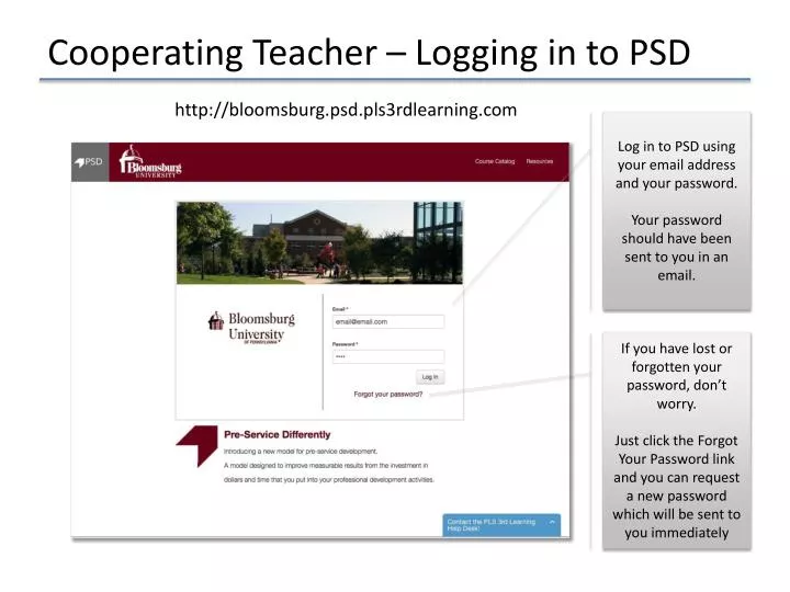 cooperating teacher logging in to psd