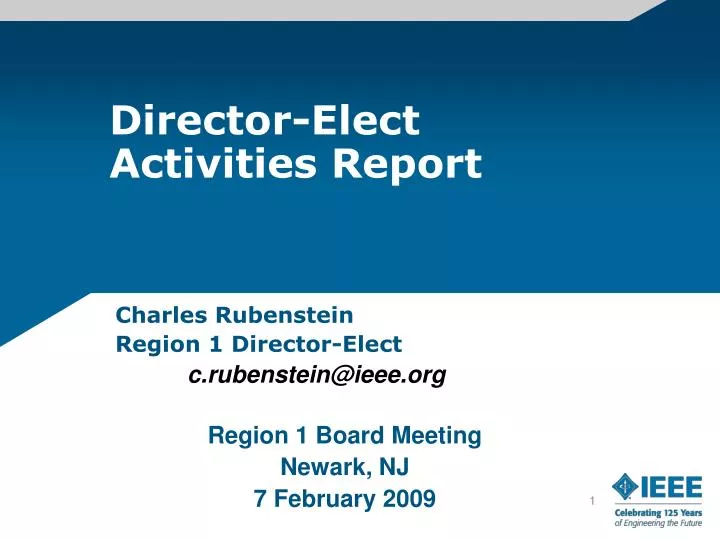 director elect activities report