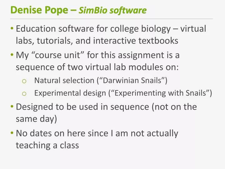 denise pope simbio software