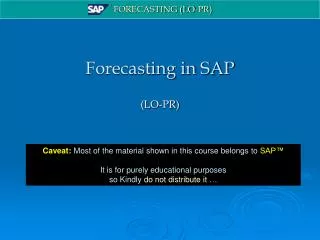Forecasting in SAP