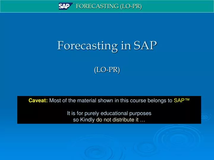 forecasting in sap