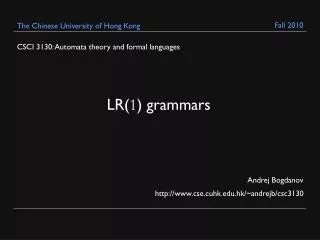 CSCI 3130: Automata theory and formal languages