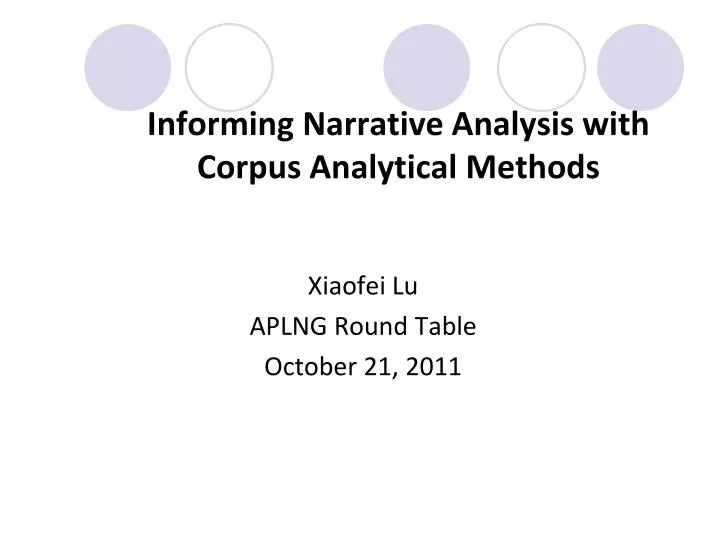 informing narrative analysis with corpus analytical methods