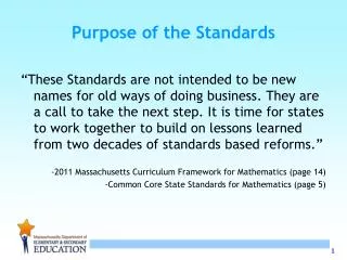Purpose of the Standards