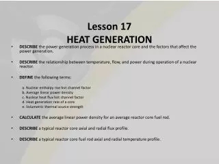 Lesson 17 HEAT GENERATION