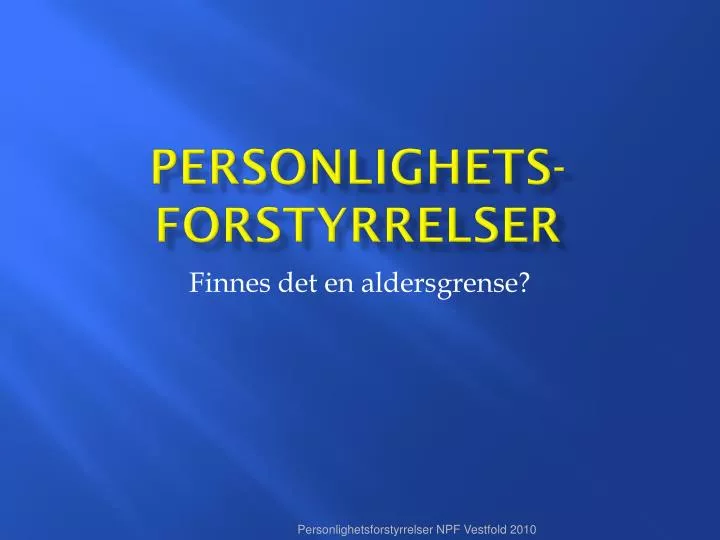 personlighets forstyrrelser