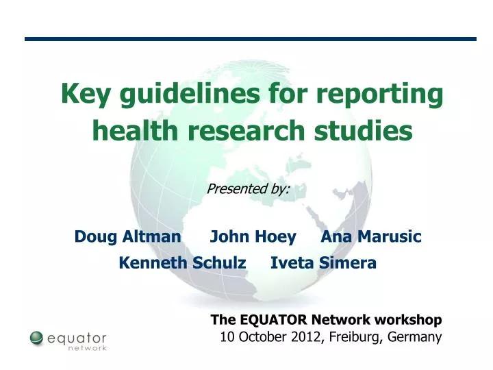 key guidelines for reporting health research studies
