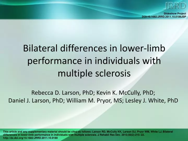 bilateral differences in lower limb performance in individuals with multiple sclerosis