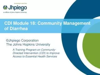 CDI Module 18: Community Management of Diarrhea