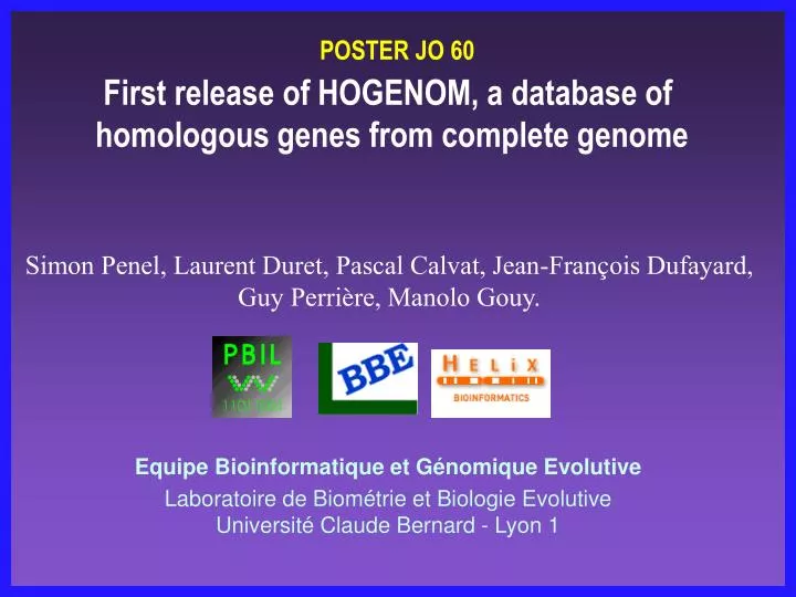 first release of hogenom a database of homologous genes from complete genome