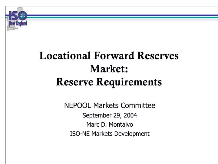 locational forward reserves market reserve requirements