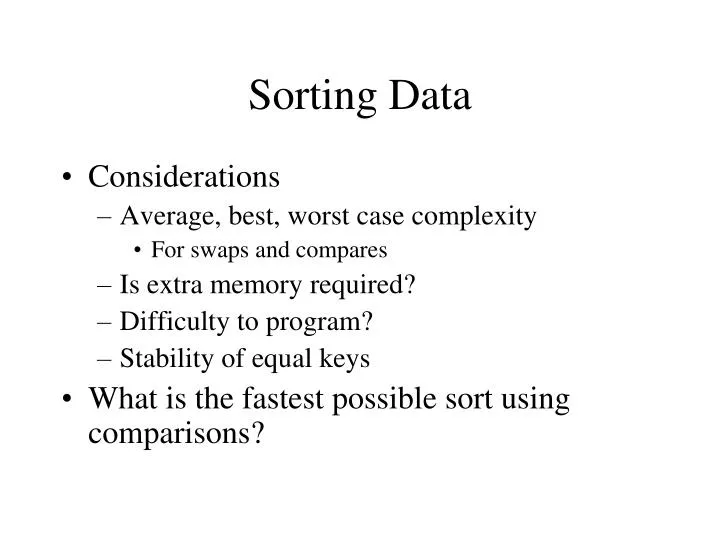 sorting data
