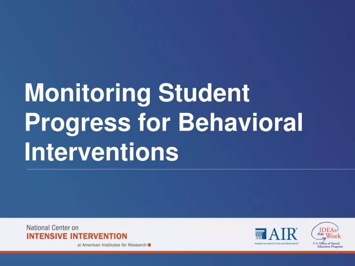 monitoring student progress for behavioral interventions