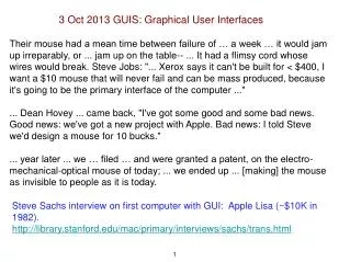 3 Oct 2013 GUIS: Graphical User Interfaces