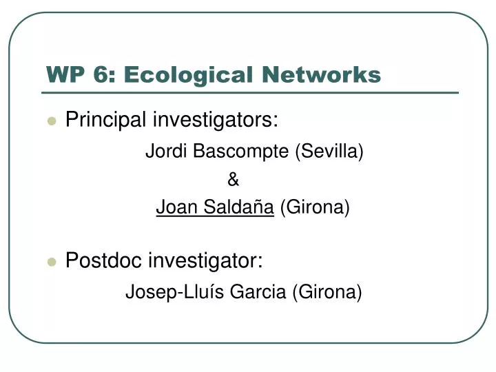 wp 6 ecological networks