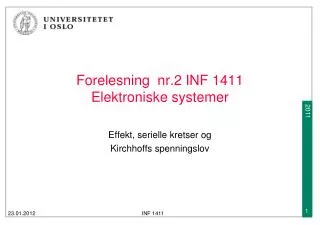forelesning nr 2 inf 1411 elektroniske systemer