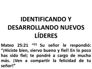 identificando y desarrollando nuevos l deres