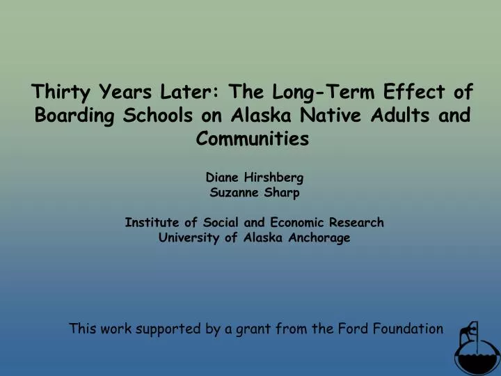 thirty years later the long term effect of boarding schools on alaska native adults and communities