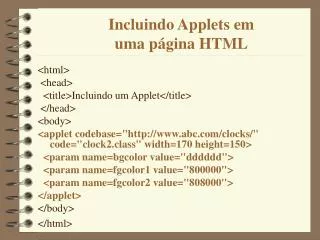 incluindo applets em uma p gina html