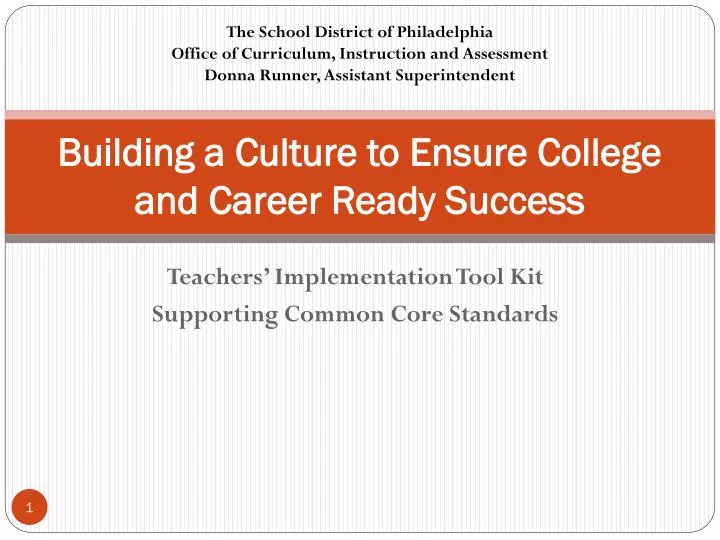 building a culture to ensure college and career ready success