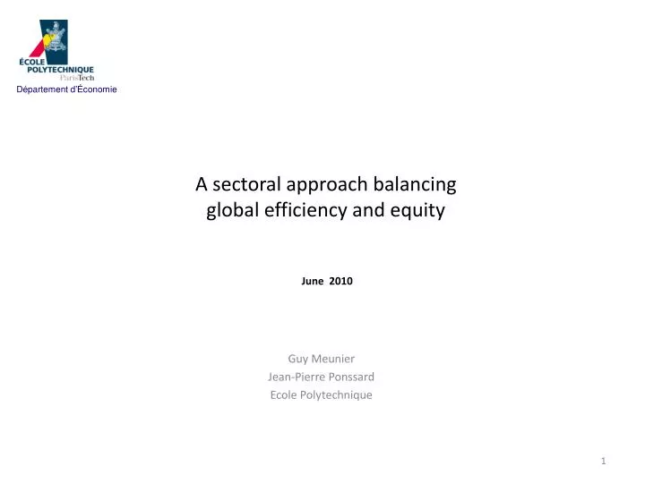 a sectoral approach balancing global efficiency and equity june 2010