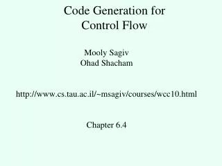 Code Generation for Control Flow
