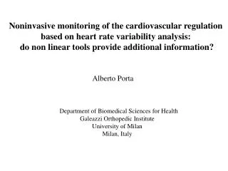 Noninvasive monitoring of the cardiovascular regulation