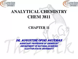 ANALYTICAL CHEMISTRY CHEM 3811 CHAPTER 11