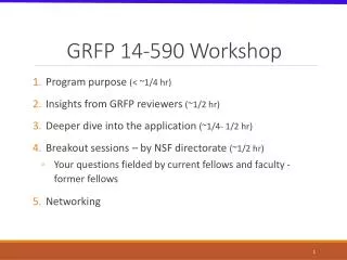 GRFP 14-590 Workshop