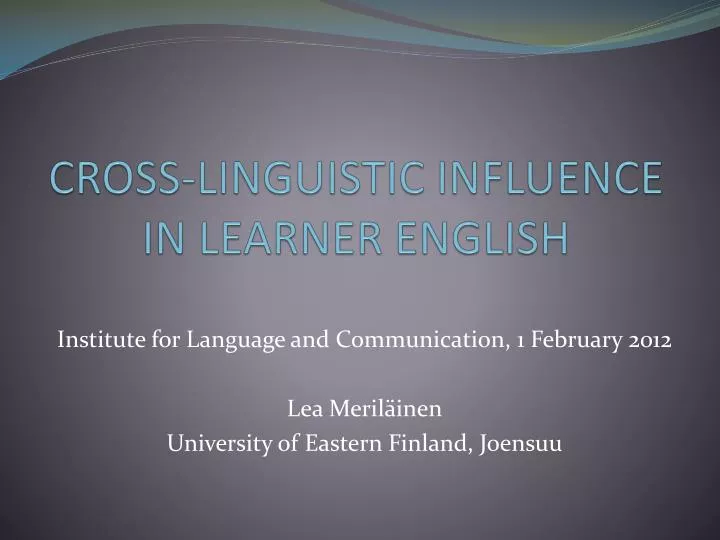 cross linguistic influence in learner english