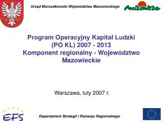 program operacyjny kapita ludzki po kl 2007 2013 komponent regionalny wojew dztwo mazowieckie