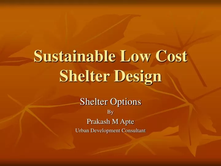 sustainable low cost shelter design