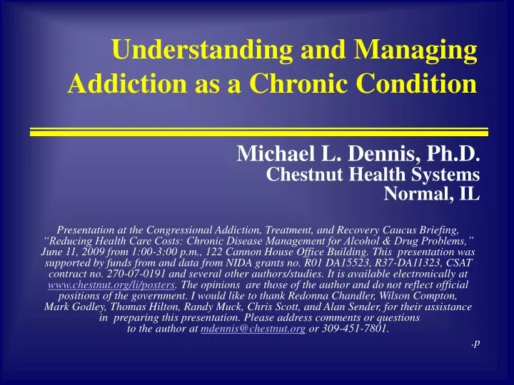 understanding and managing addiction as a chronic condition