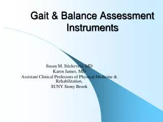 Gait &amp; Balance Assessment Instruments