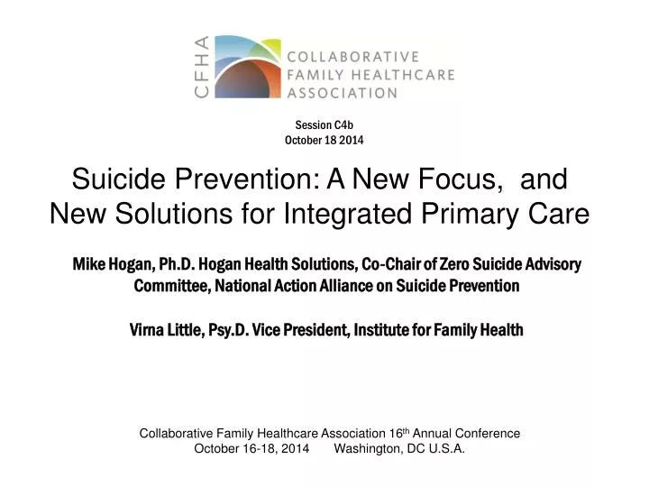 suicide prevention a new focus and new solutions for integrated primary care