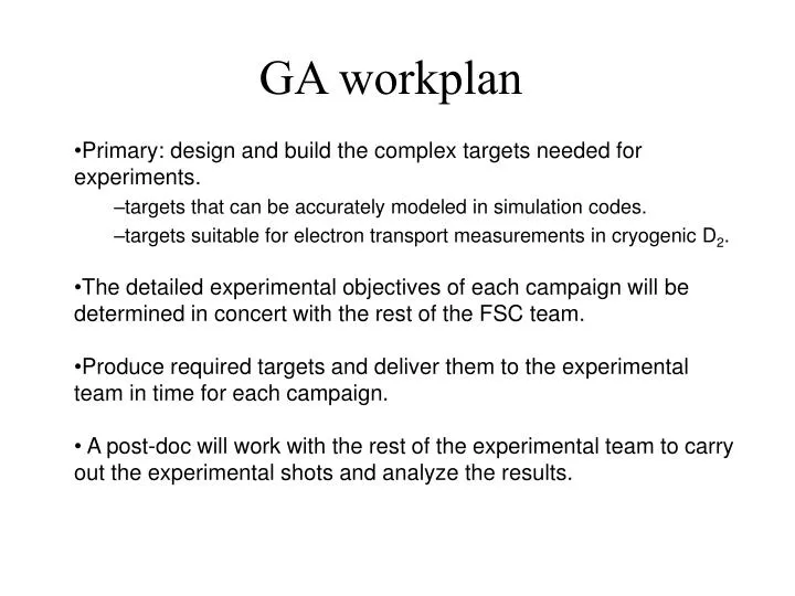 ga workplan