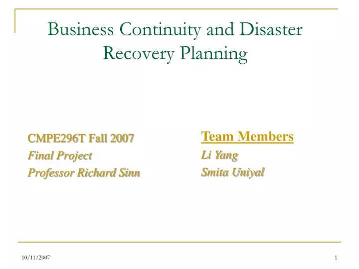 business continuity and disaster recovery planning