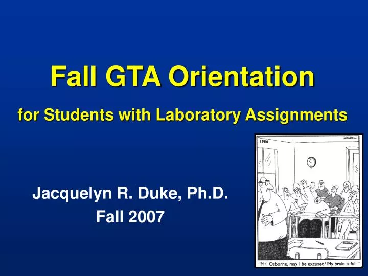 fall gta orientation for students with laboratory assignments
