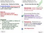 Warm Up What is radioactive dating? How is that different from relative dating? - slide 1