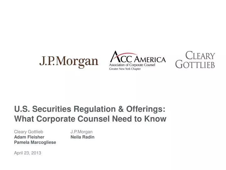 u s securities regulation offerings what corporate counsel need to know