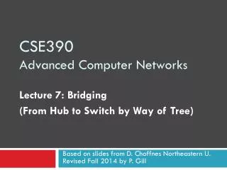 CSE390 Advanced Computer Networks