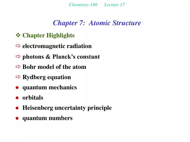 chemistry 140 lecture 17
