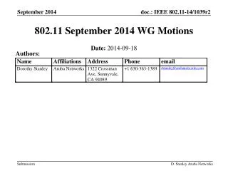 802.11 September 2014 WG Motions