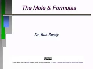 The Mole &amp; Formulas