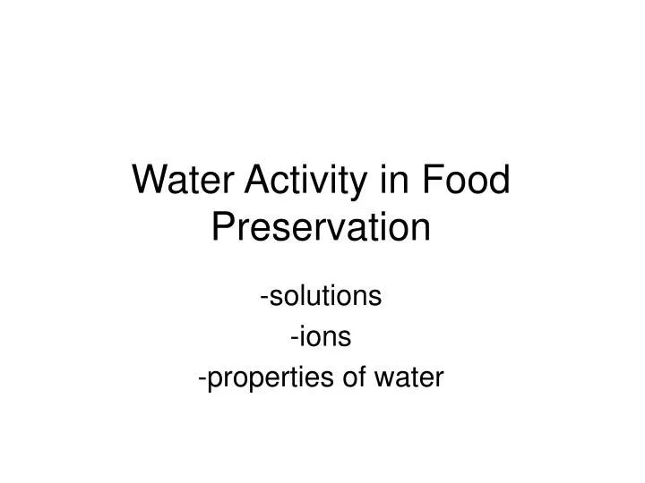 water activity in food preservation